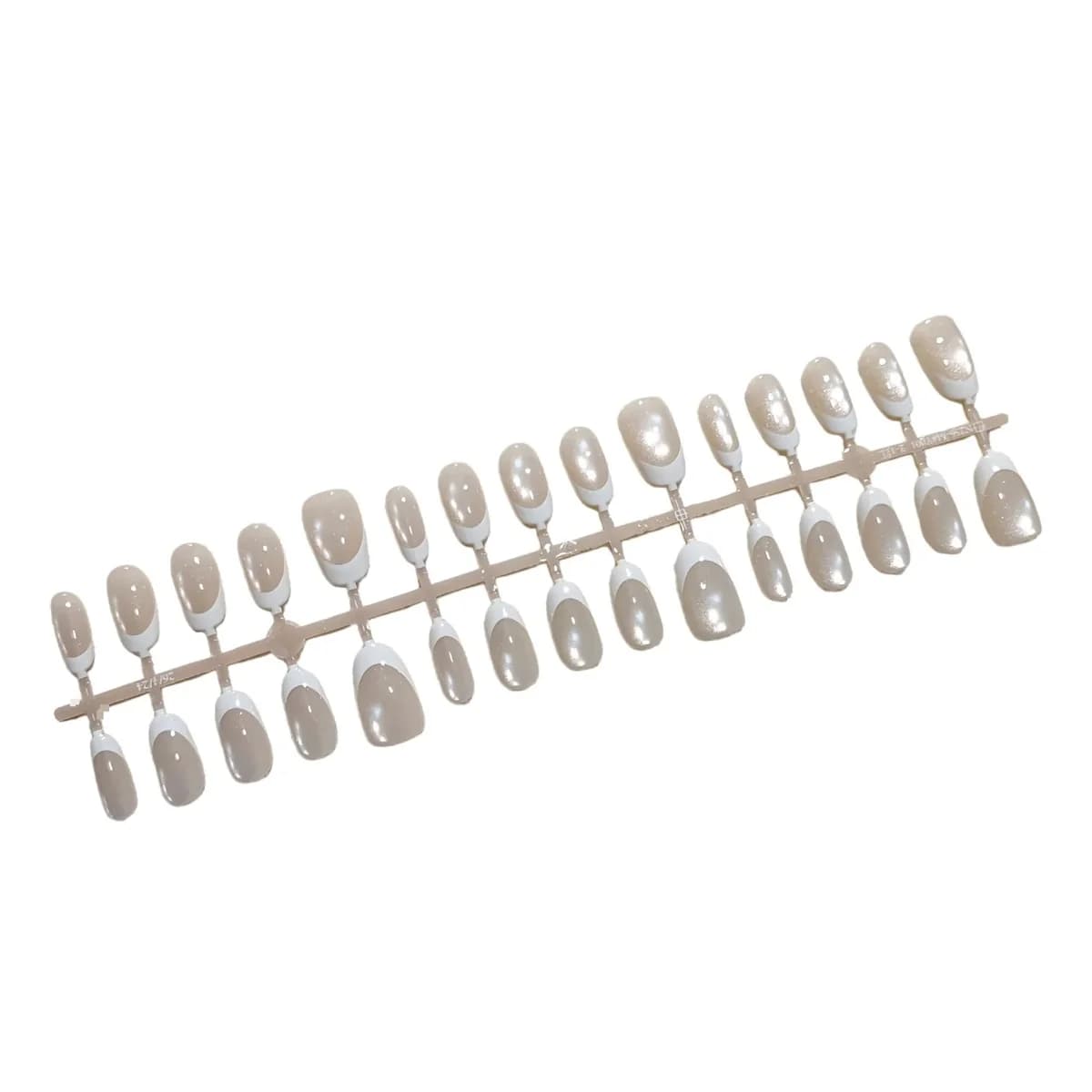 Faux ongles ovales courts french blanc œil de chat, 30 pcs