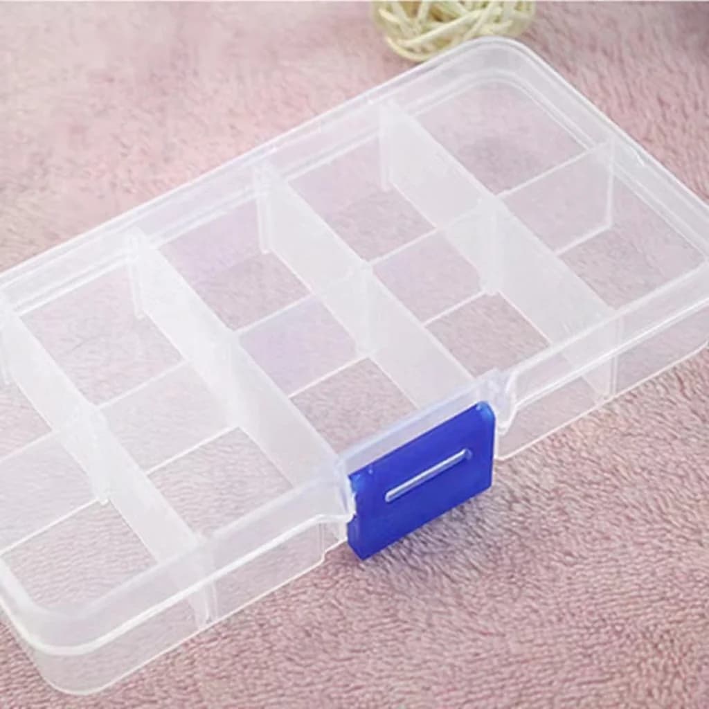 Boîte de rangement transparente en plastique à 10 compartiments pour strass et outils de nail art