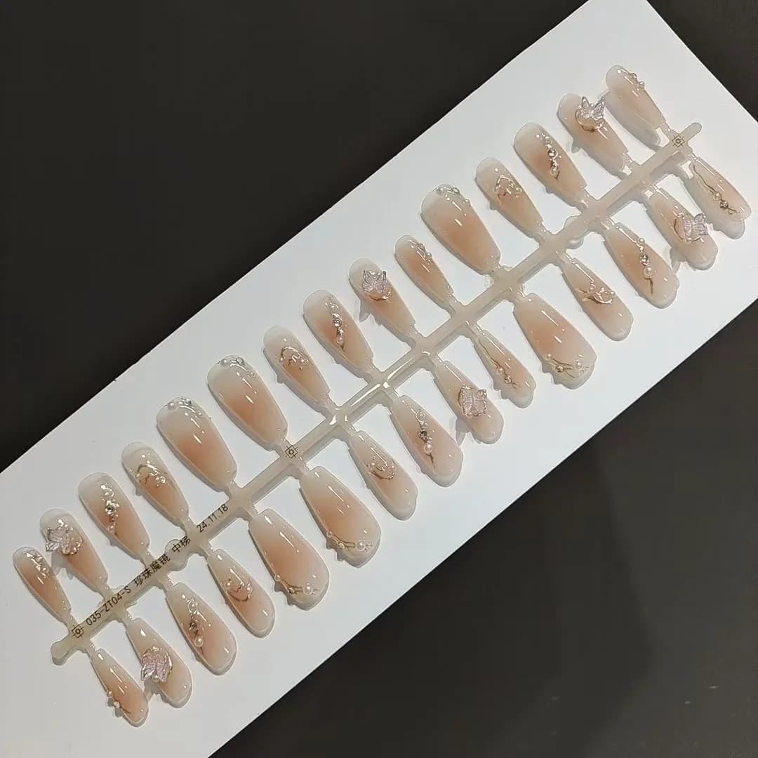Faux ongles à presser papillons 3D, 30 pièces, réutilisables
