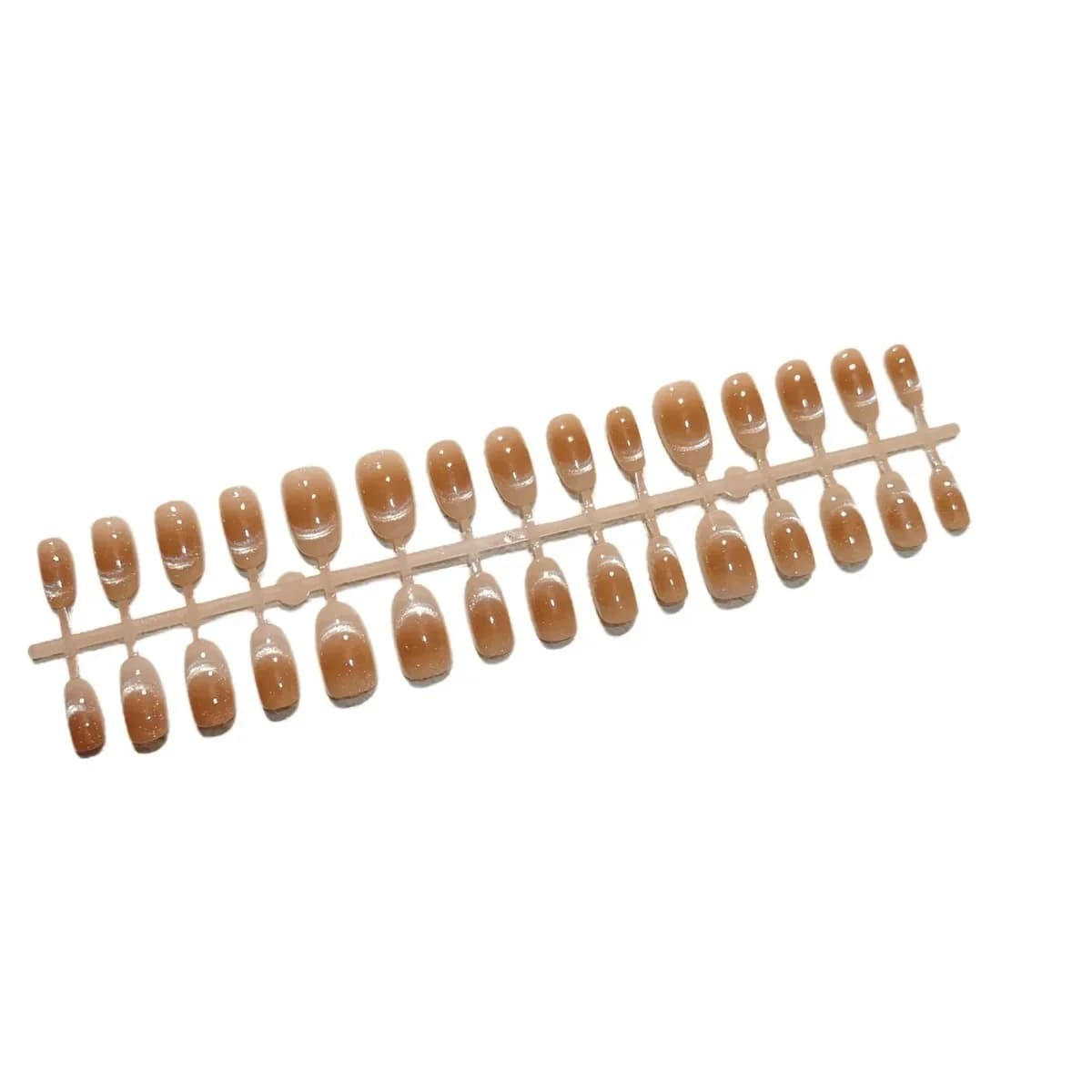 Faux Ongles Œil de Chat avec Perles de Verre, Forme Ovale Courte