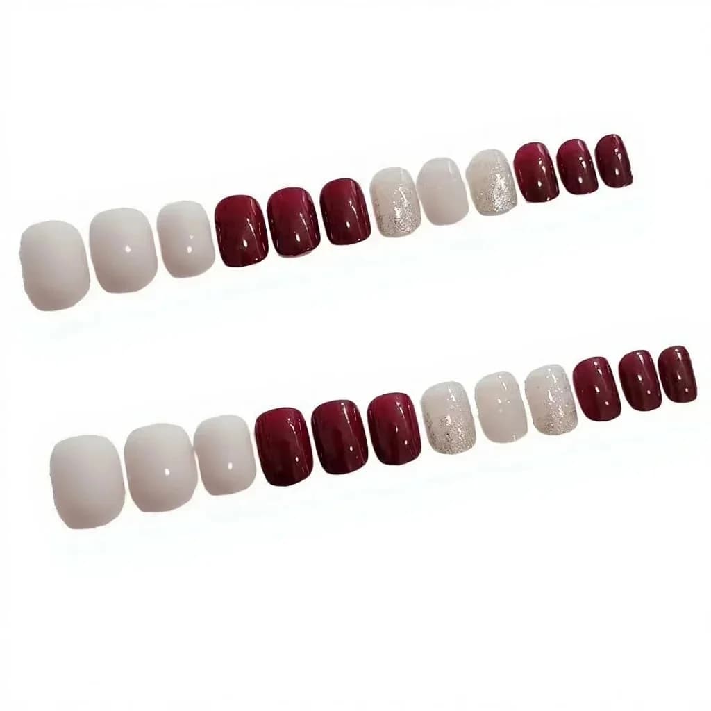 Ensemble de Faux Ongles Rouges à Presser, 24 Pièces, Style Simple et Élégant