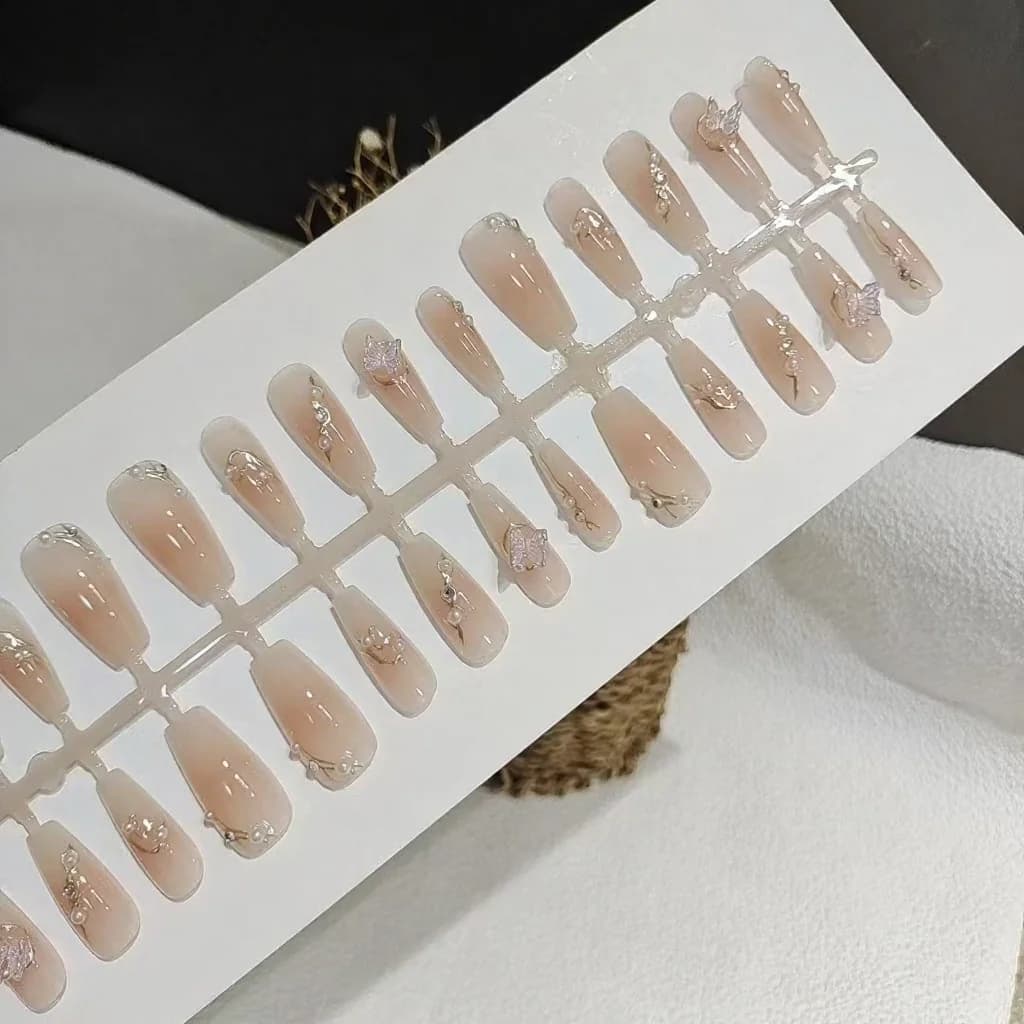 Faux ongles à presser papillons 3D, 30 pièces, réutilisables