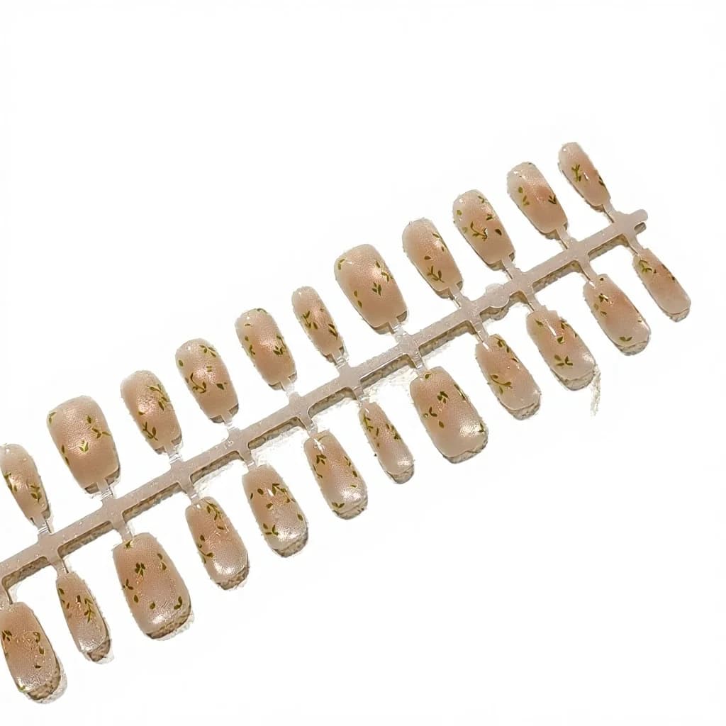Faux Ongles Courts en Forme de Cercueil, Design Marguerite Œil de Chat, 30 Pièces