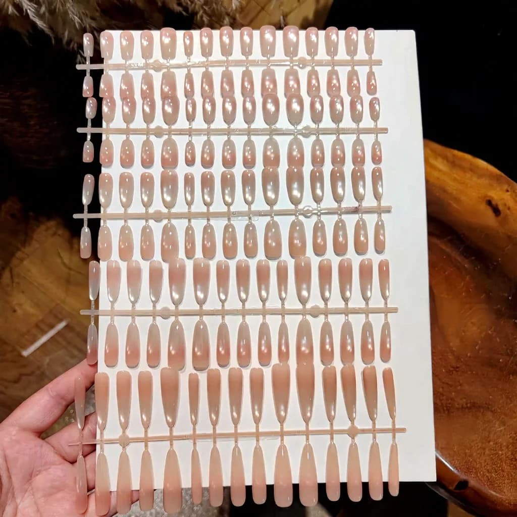 Faux Ongles Effet Œil de Chat avec Perles en Verre, Prêts à Poser