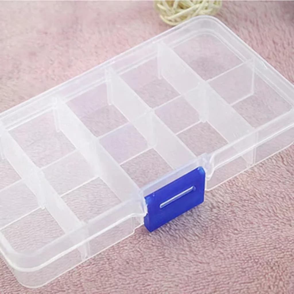 Boîte de rangement transparente en plastique à 10 compartiments pour strass et outils de nail art