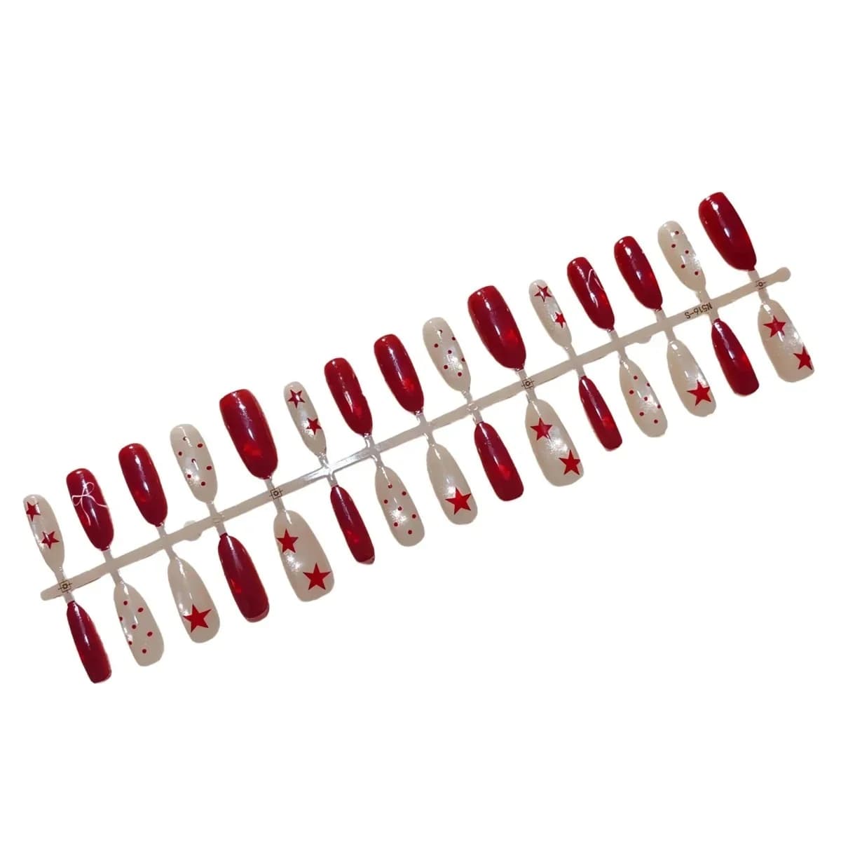 Faux Ongles Ovale Moyen Œil de Chat Rouge Vin Étoilé