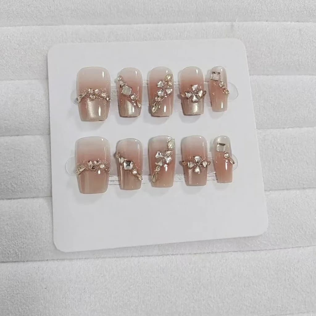 Faux Ongles à Presser Strass Motif Étoiles, Lot de 30