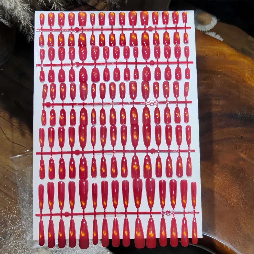 Faux Ongles à Presser Œil de Chat avec Perles de Verre, Pré-encollés