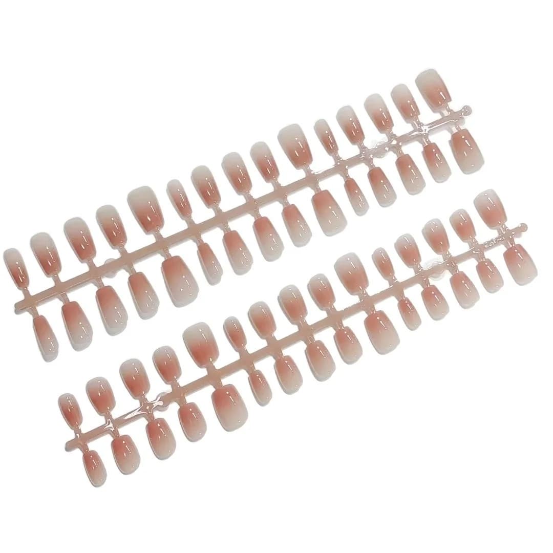 Faux Ongles à Presser Courts Carrés Roses, 30 Pièces Réutilisables