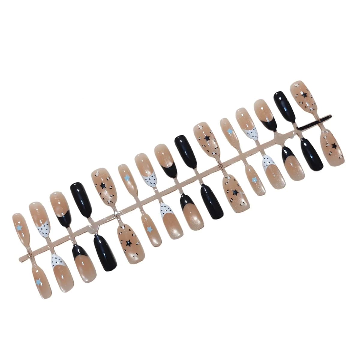 Faux ongles œil de chat étoile argentée - Forme ovale moyenne 30 pièces
