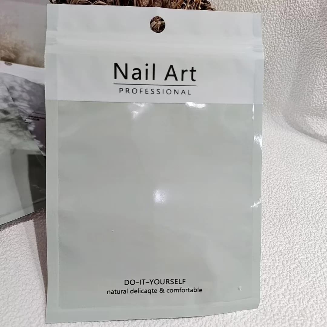 Sachets zip en plastique vert sauge pour rangement d'outils à ongles