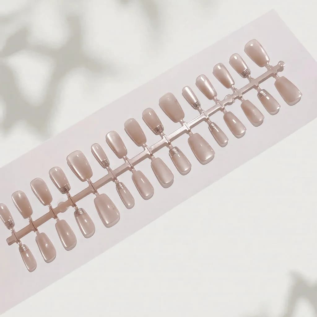 Faux Ongles French Rose à Fleurs avec Finition Chrome Œil de Chat