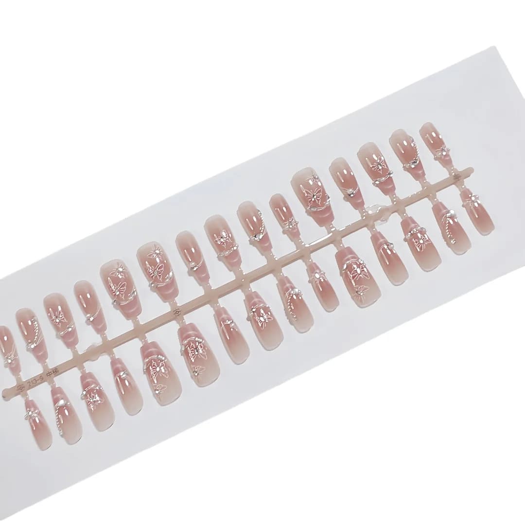 Faux ongles papillon avec perles et strass, lot de 30 pièces