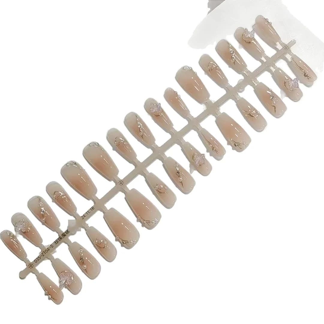 Faux ongles à presser papillons 3D, 30 pièces, réutilisables