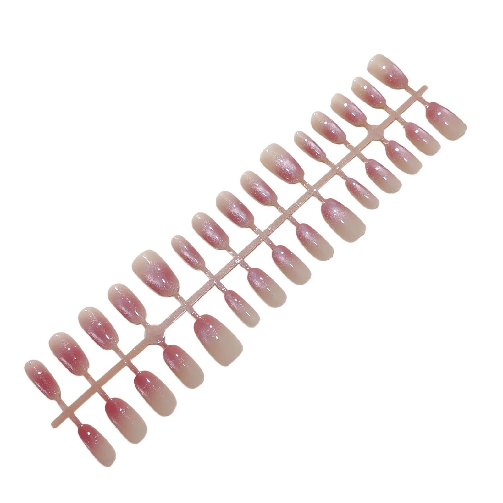 Faux Ongles Œil de Chat Violet Fumé Court Moyen Ovale Dégradé