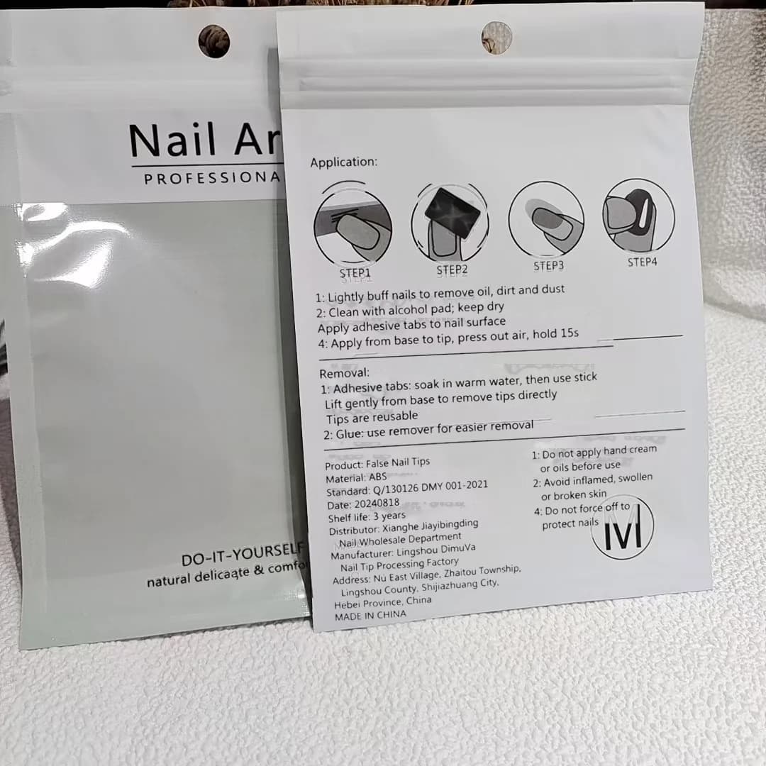 Sachets zip en plastique vert sauge pour rangement d'outils à ongles