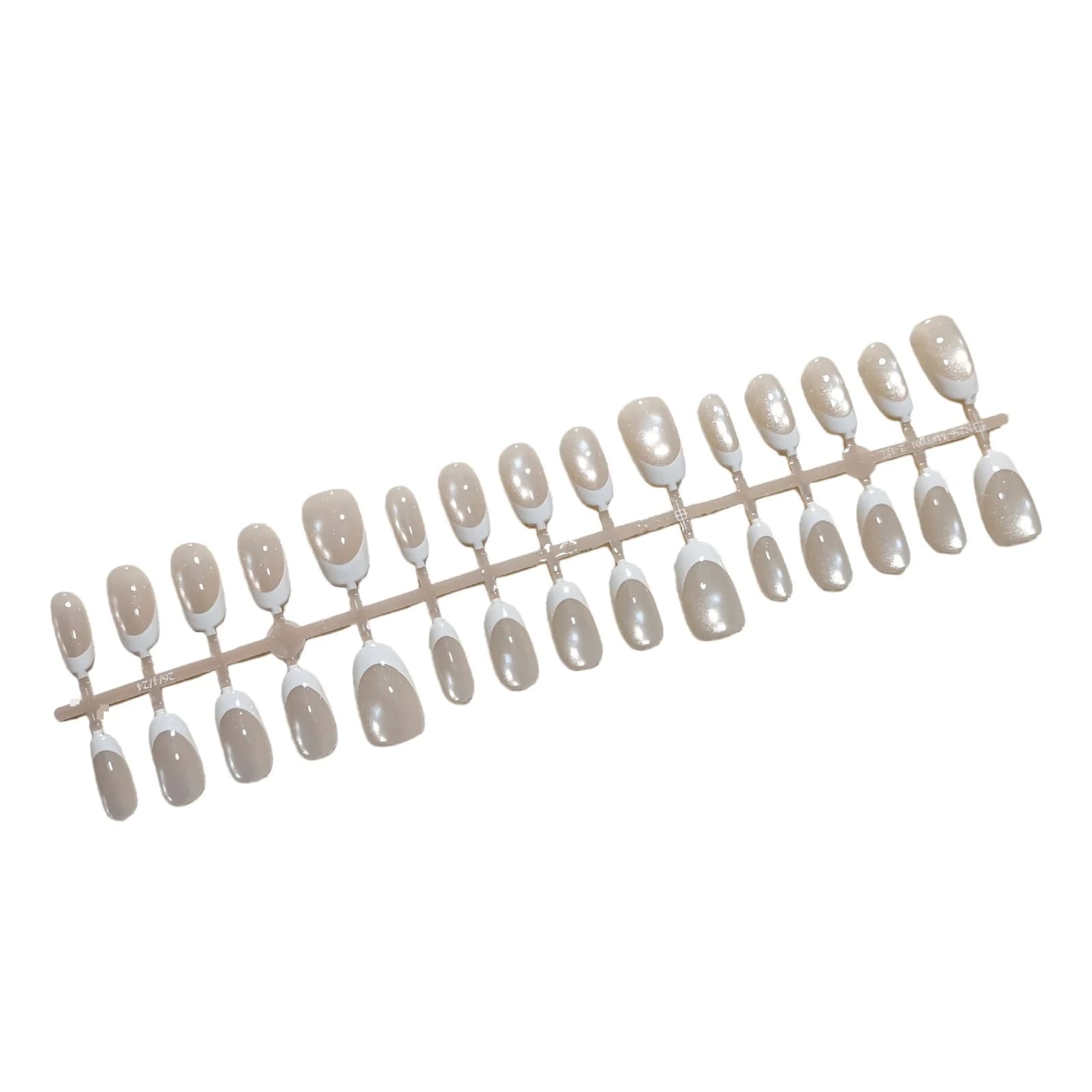 Faux Ongles Œil de Chat Blanc Français Court Ovale 30 Pièces
