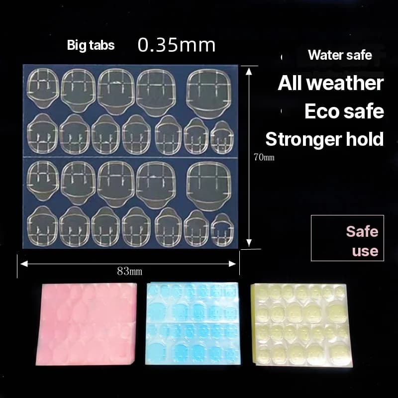 Onglets adhésifs doubles faces réutilisables pour ongles à enfiler