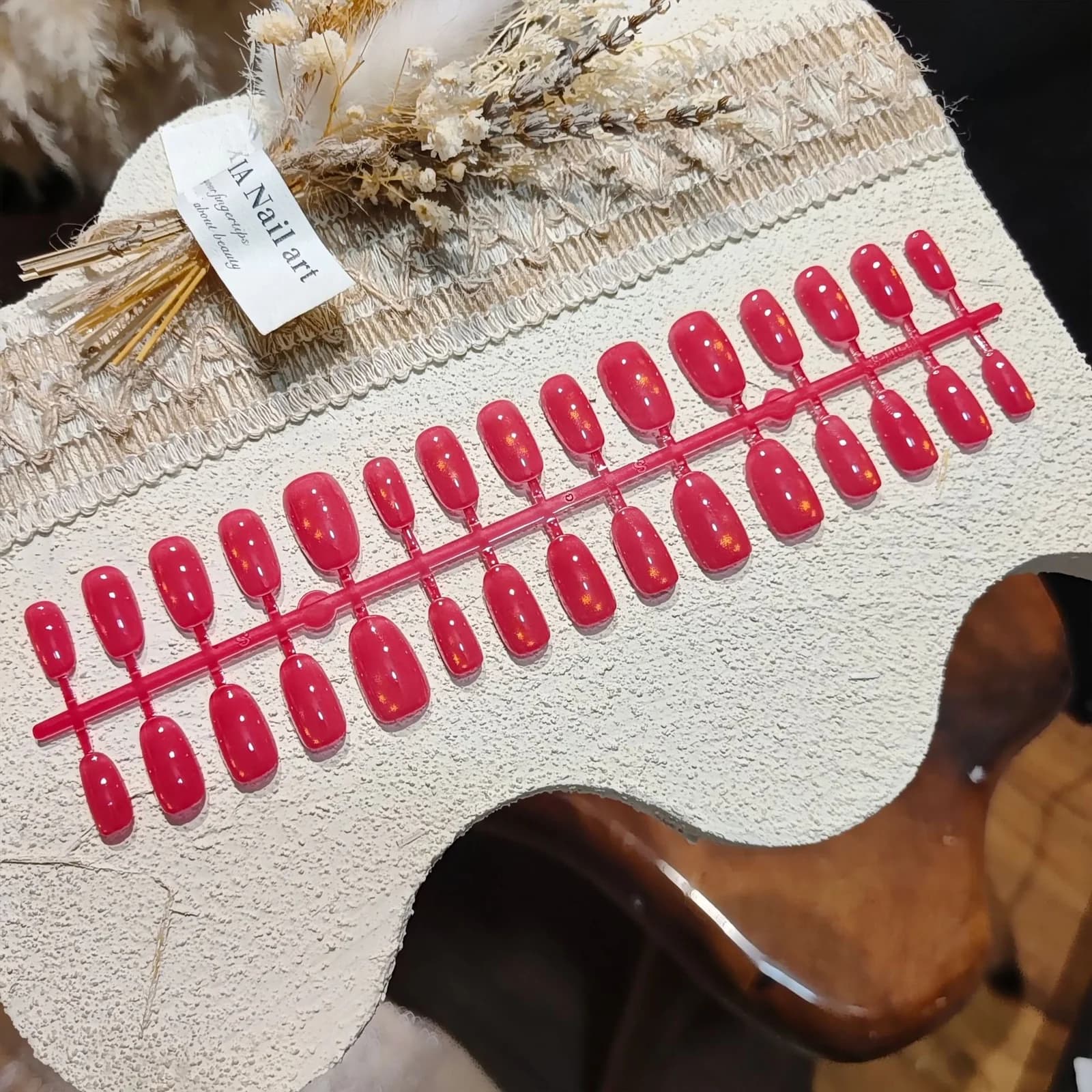 Faux Ongles à Presser Œil de Chat avec Perles de Verre, Pré-encollés