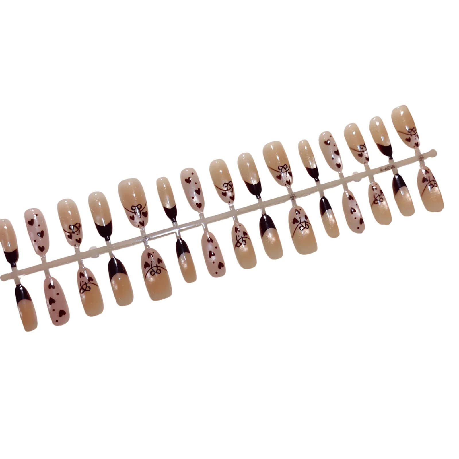 Faux ongles ovales moyens caramel papillon œil de chat 30 pcs