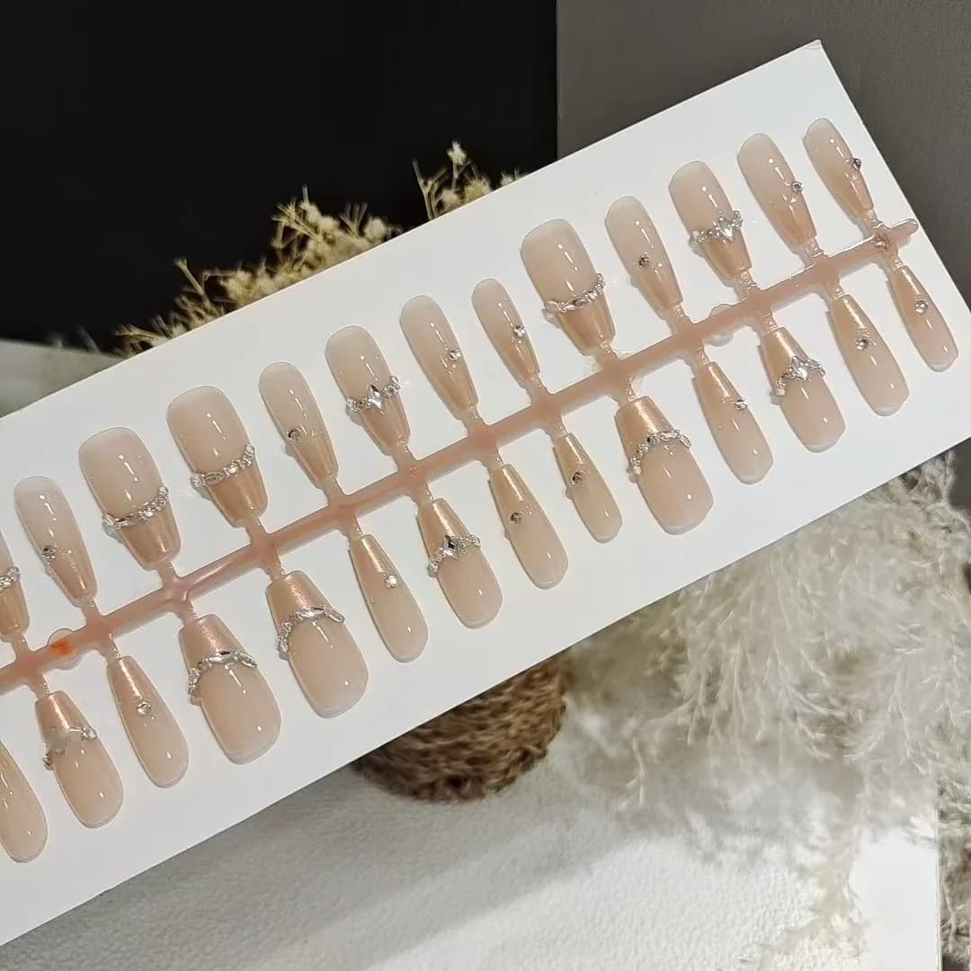 Faux Ongles French Manucure Strass 30 Pièces